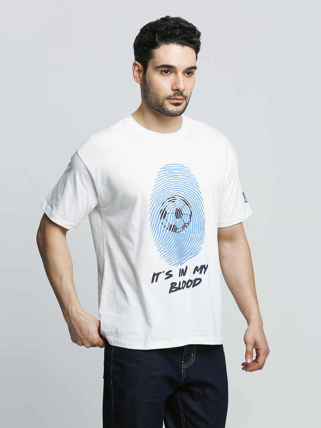 Mumbai City FC Men Football Its in My Blood Oversized Cotton Round Neck T-shirt (2)