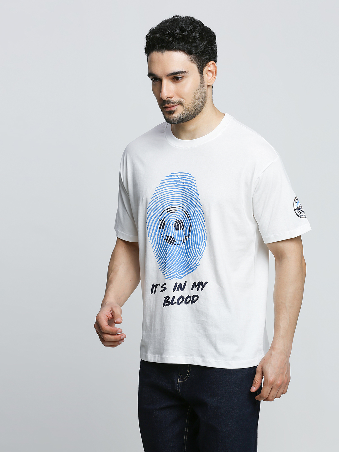 Mumbai City FC Men Football Its in My Blood Oversized Cotton Round Neck T-shirt (4)