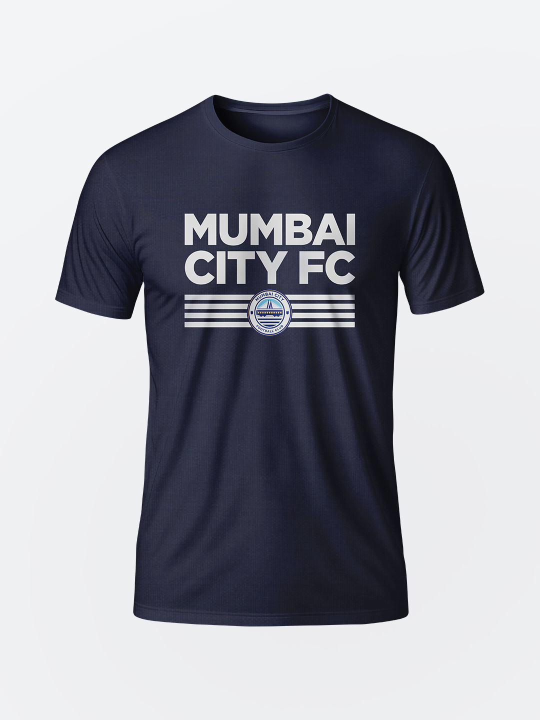 Mumbai City FC Men Navy Blue and White Printed Round Neck Cotton T-Shirts (1)