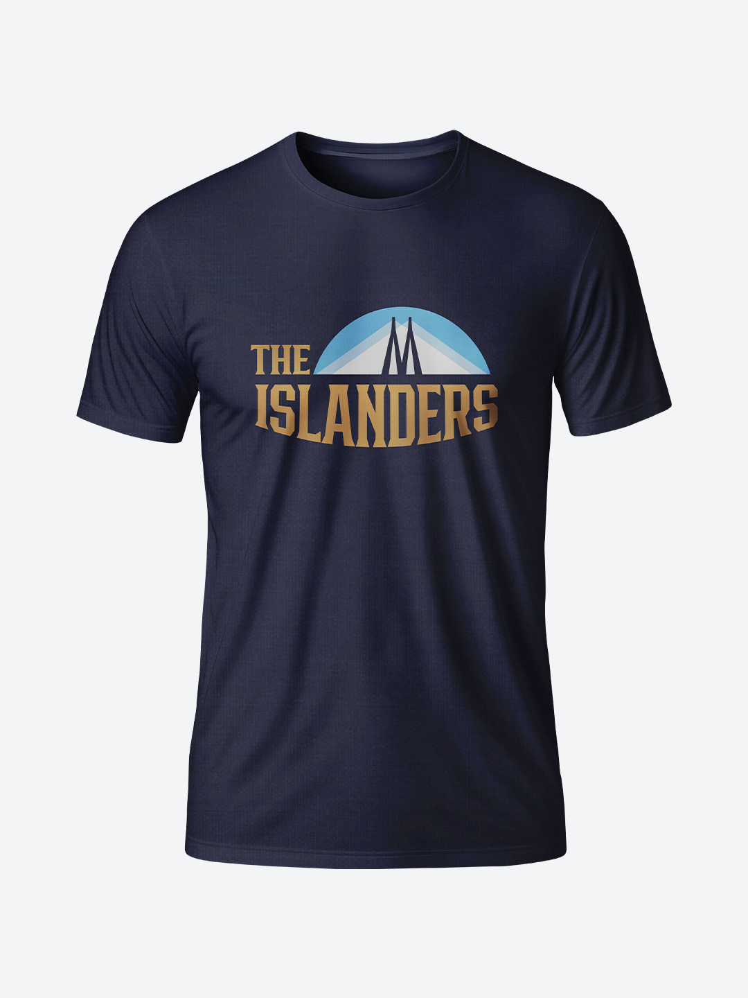 Men Navy Blue Printed Round Neck Cotton T-Shirts
