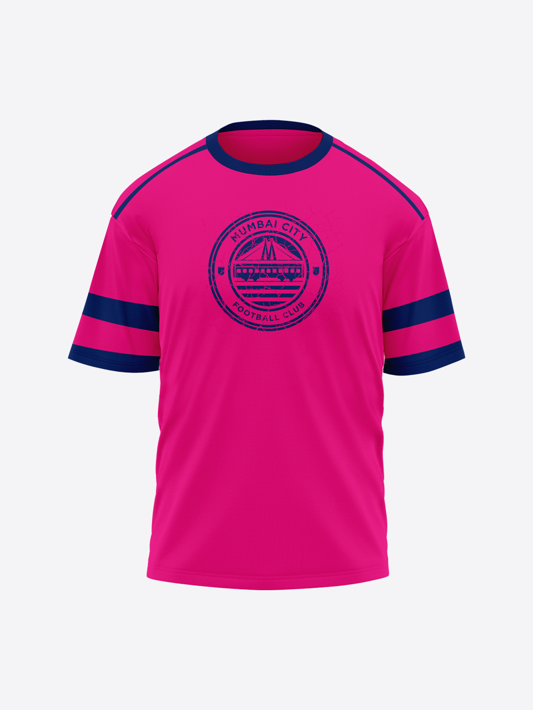 Men Pink Oversized Logo Cotton Round Neck T-shirt