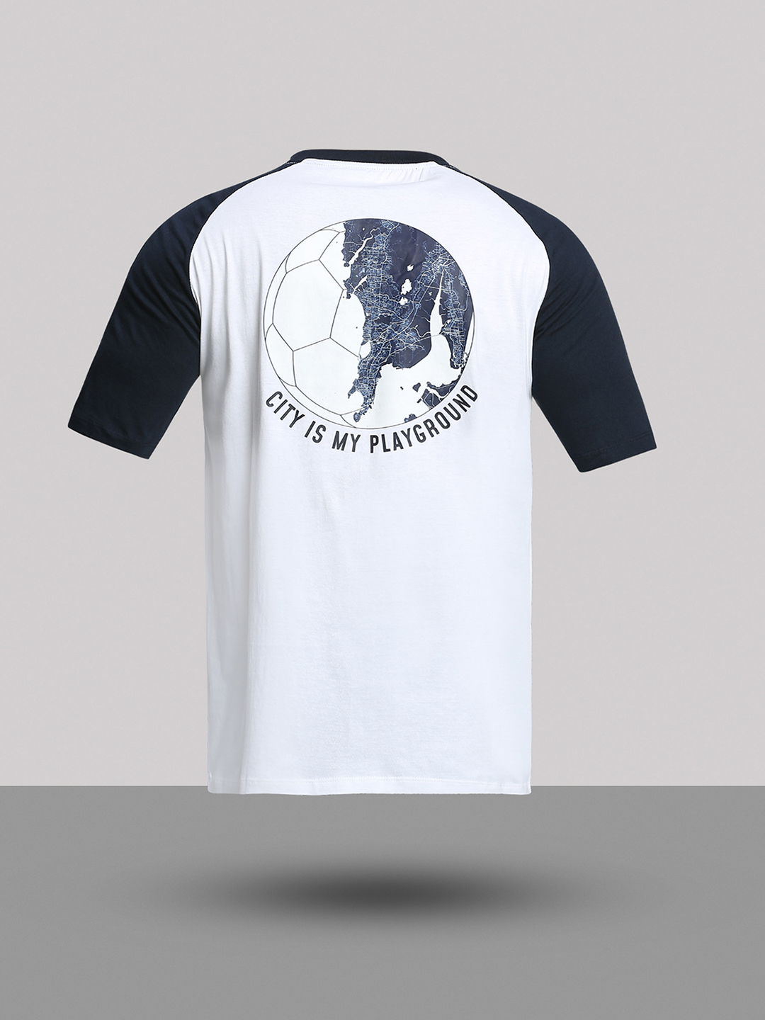 Mumbai City FC Men White and Navy Blue Logo Cotton Round Neck T-shirt (9)