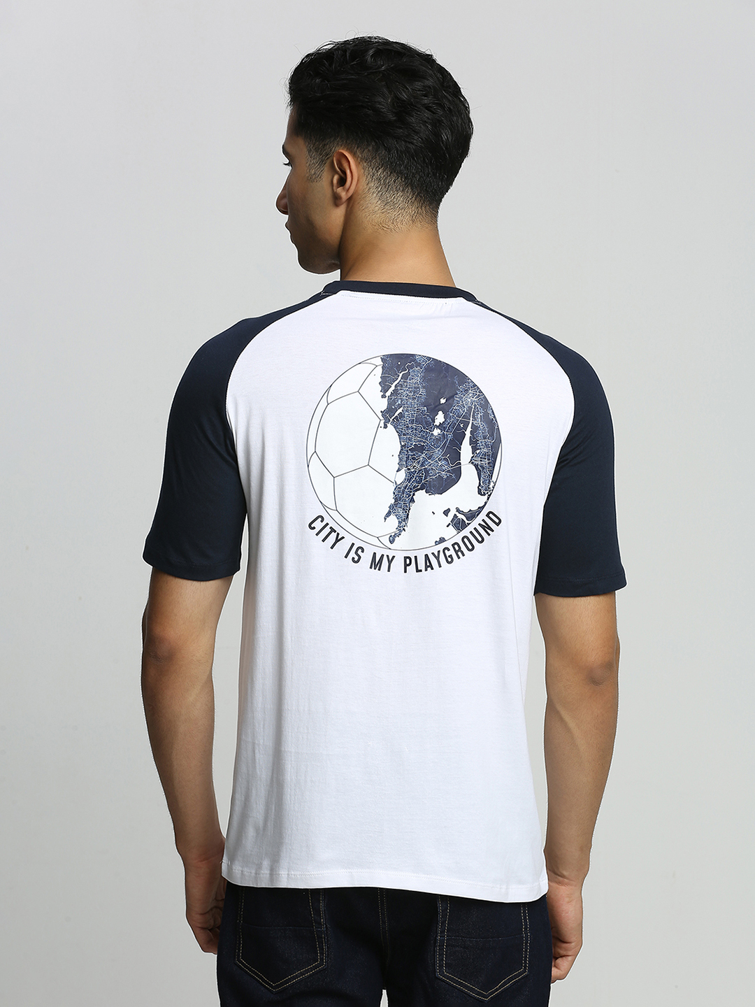 Mumbai City FC Men White and Navy Blue Logo Cotton Round Neck T-shirt (4)