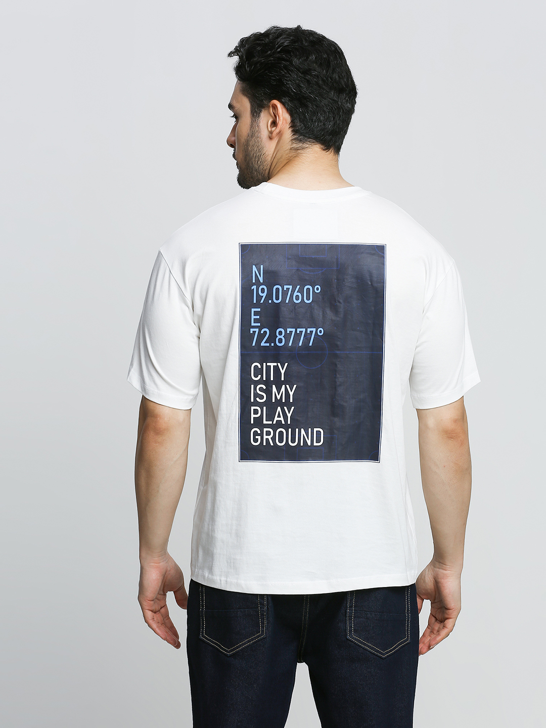 Mumbai City FC Men White Logo Oversized Cotton Cotton Round Neck T-shirt (4)