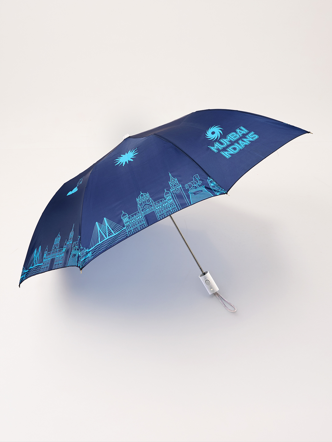 Mumbai Indians 24.5 Inch 2-Fold Automatic Umbrella for Men and Women - Blue