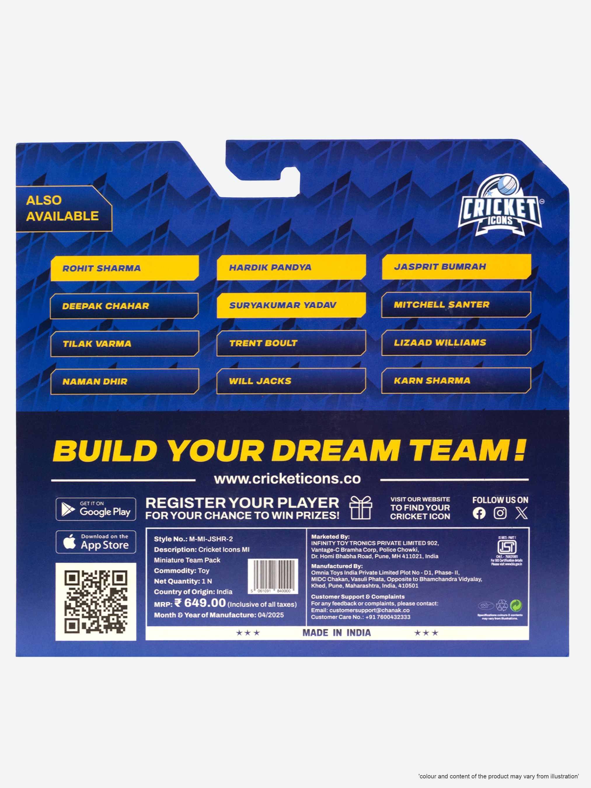 Mumbai Indians Assorted Mumbai Indians Collectible Miniature (Pack of 4) (6)