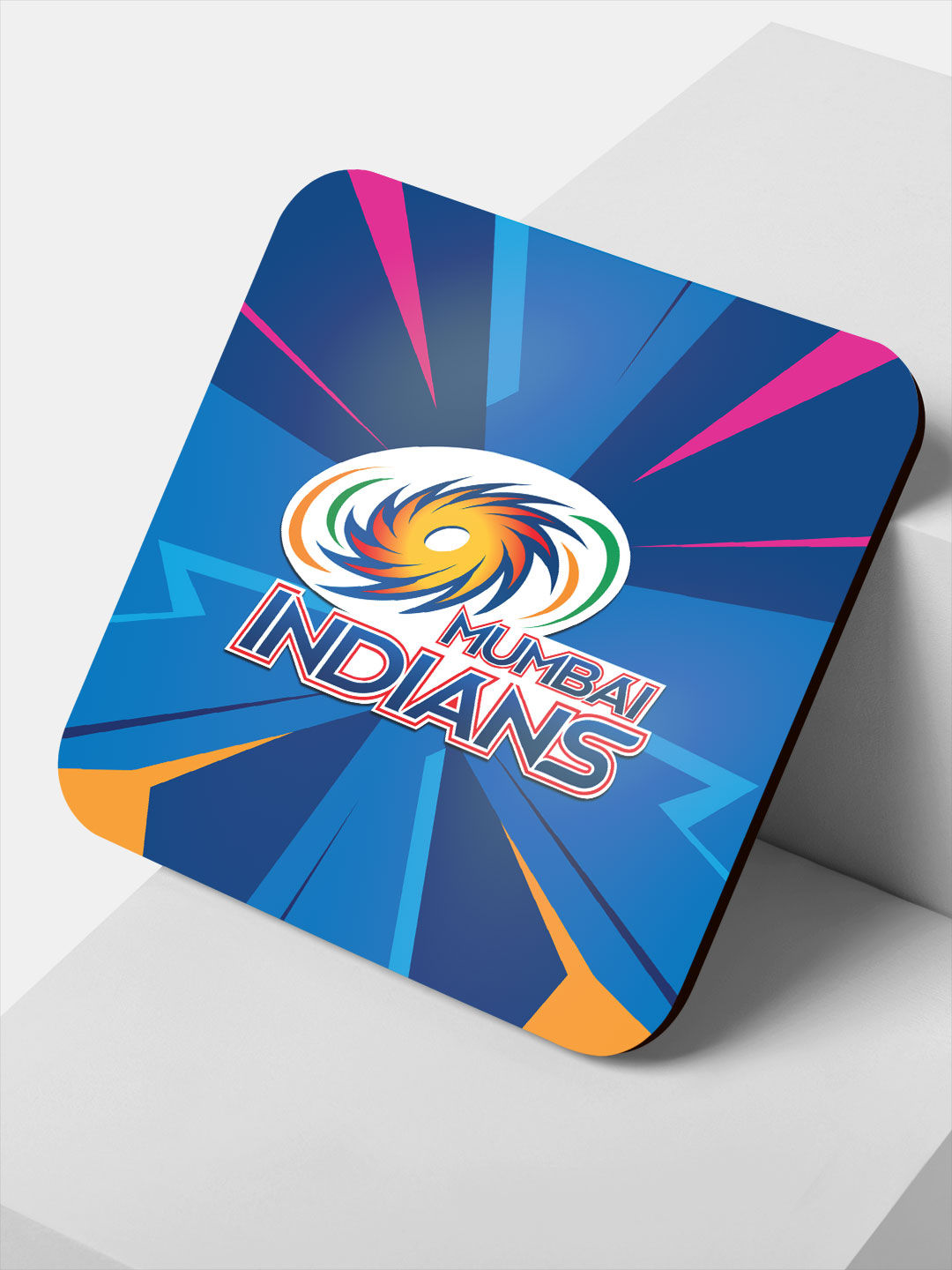 Mumbai Indians Blue Abstract Printed Square Rubber Coasters - Set of 4 (1)