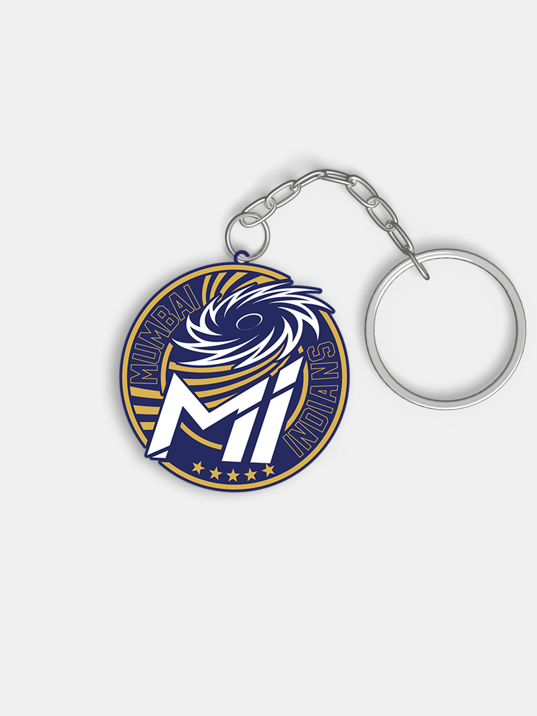Mumbai Indians Blue and White Chakra Printed Metal Keychain - (Pack of 1) (1)