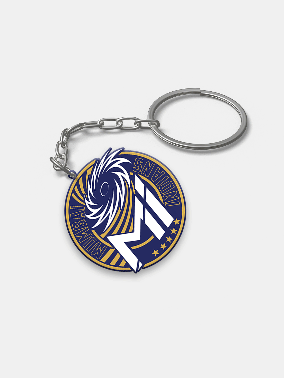 Mumbai Indians Blue and White Chakra Printed Metal Keychain - (Pack of 1) (2)