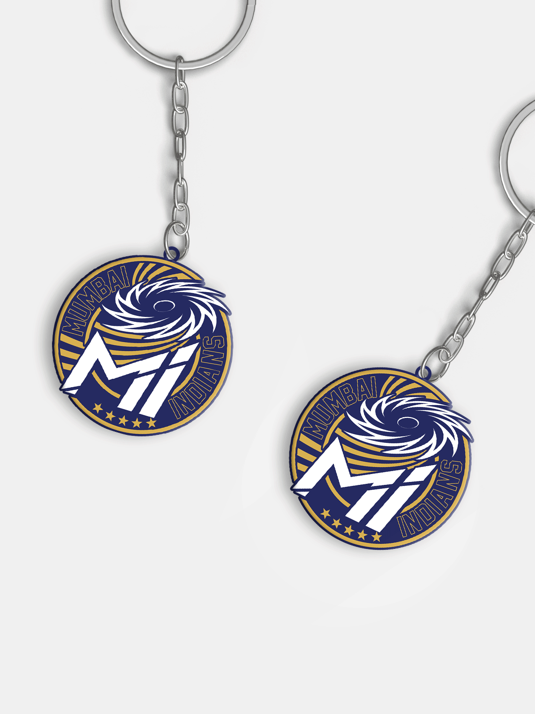 Mumbai Indians Blue and White Chakra Printed Metal Keychain - (Pack of 1) (5)