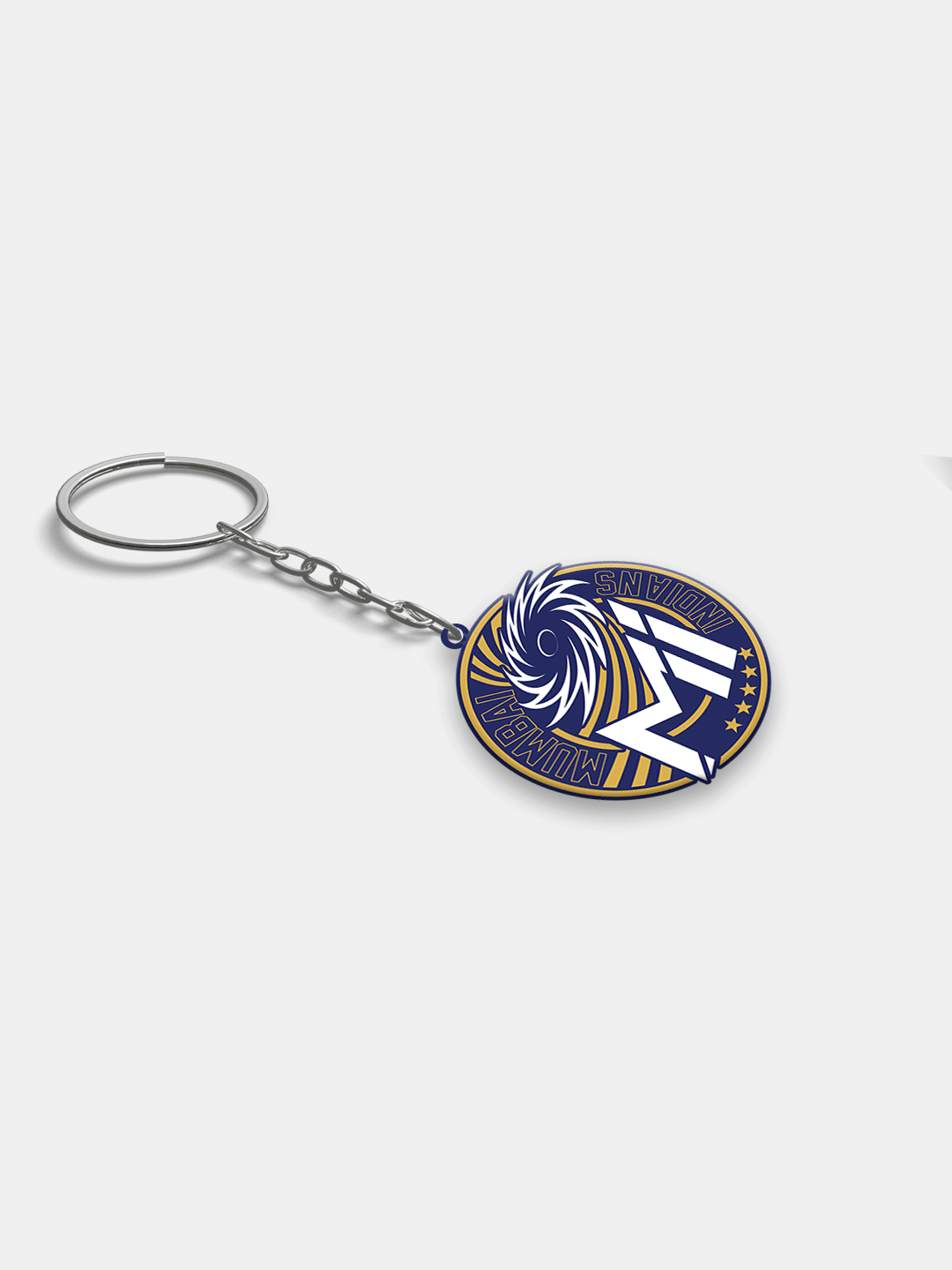 Mumbai Indians Blue and White Chakra Printed Metal Keychain - (Pack of 1) (3)