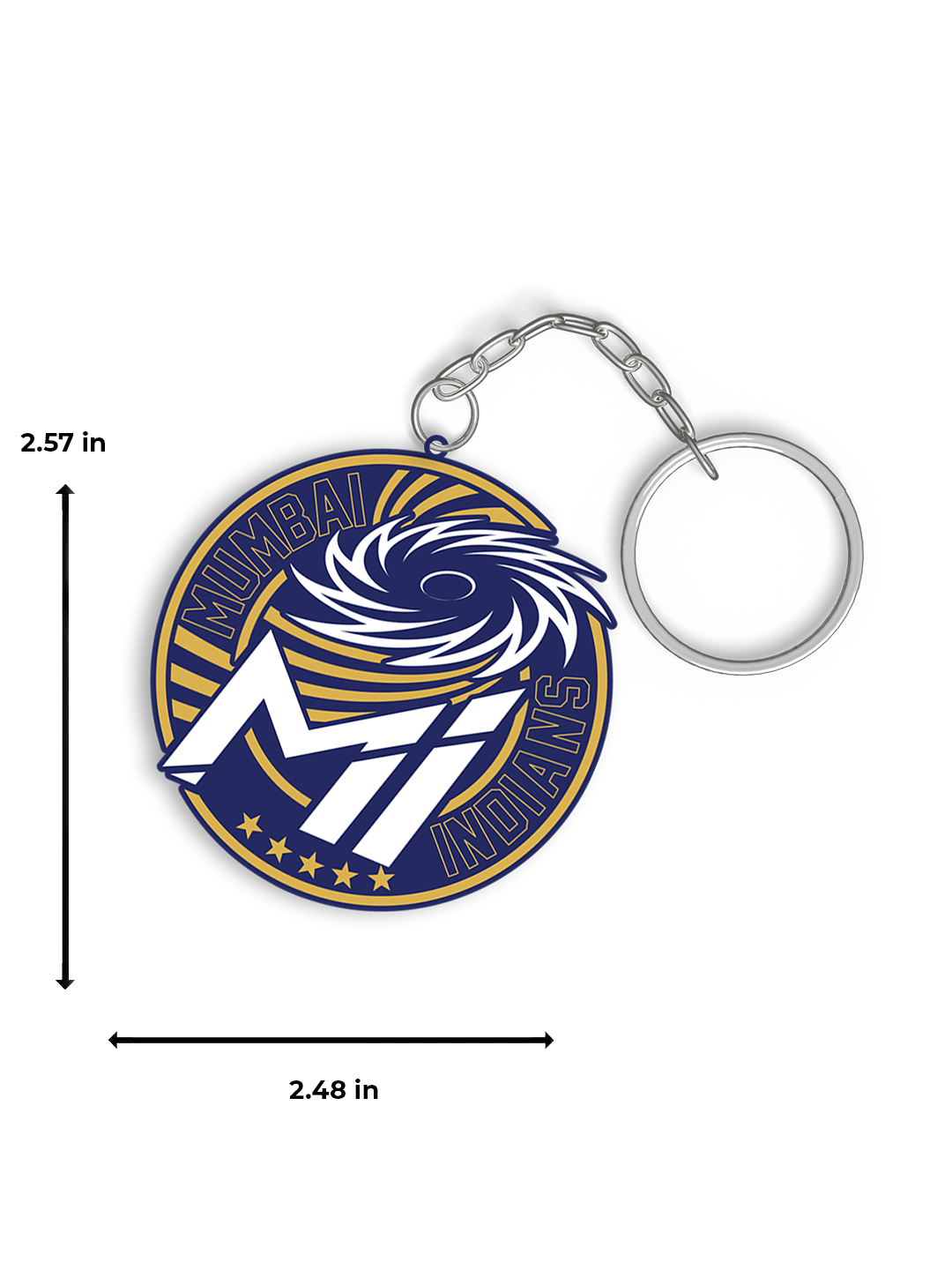 Mumbai Indians Blue and White Chakra Printed Metal Keychain - (Pack of 1) (6)