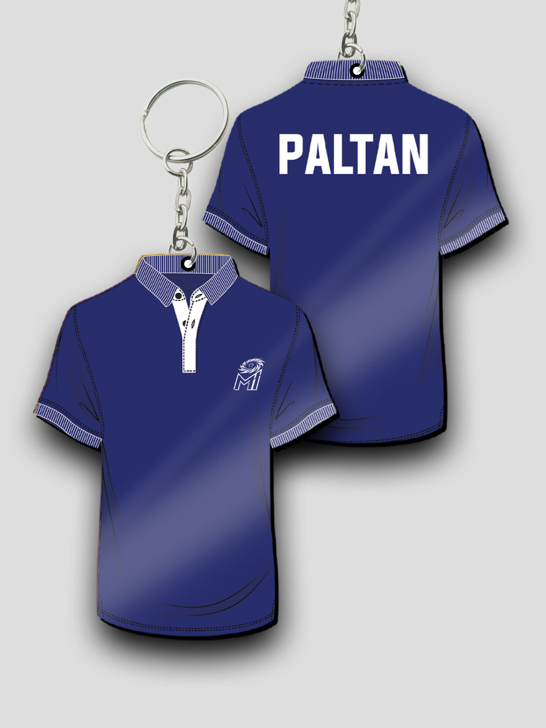 Mumbai Indians Blue White T-Shirt Keychain Lightweight MDF For Car,Bike,Office (Pack of 1) (4)