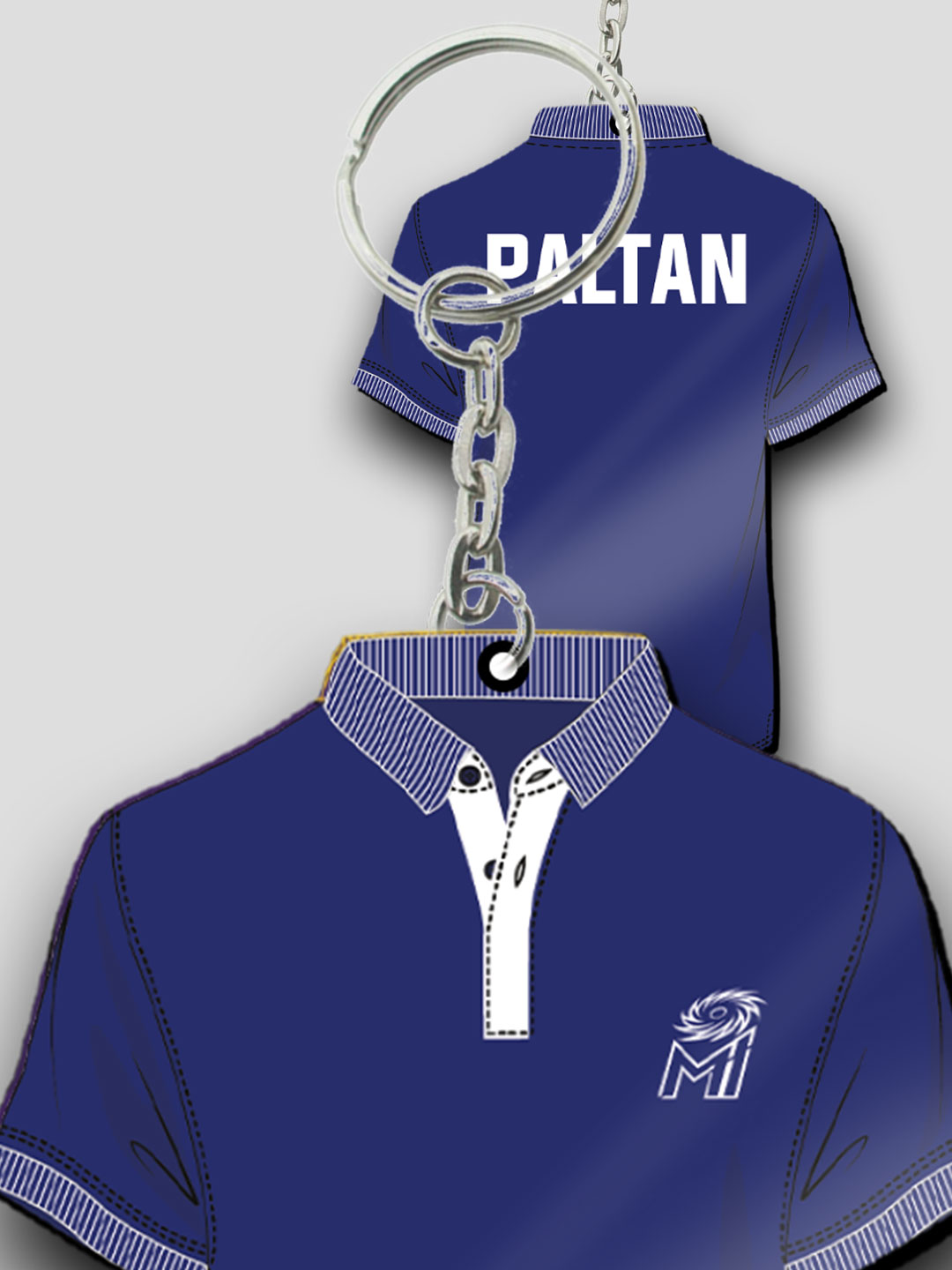 Mumbai Indians Blue White T-Shirt Keychain Lightweight MDF For Car,Bike,Office (Pack of 1) (5)