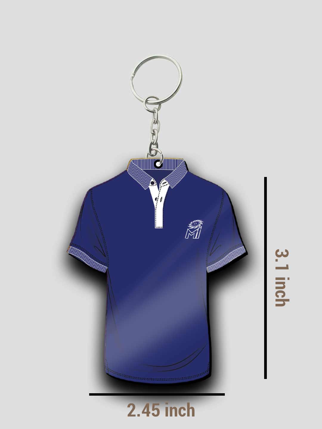 Mumbai Indians Blue White T-Shirt Keychain Lightweight MDF For Car,Bike,Office (Pack of 1) (6)