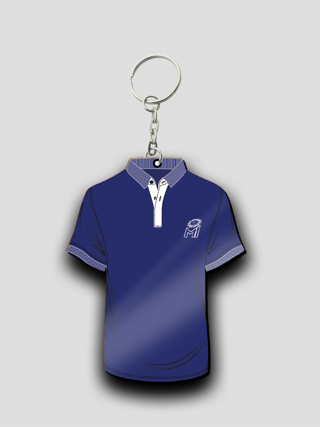 Mumbai Indians Blue White T-Shirt Keychain Lightweight MDF For Car,Bike,Office (Pack of 1) (1)
