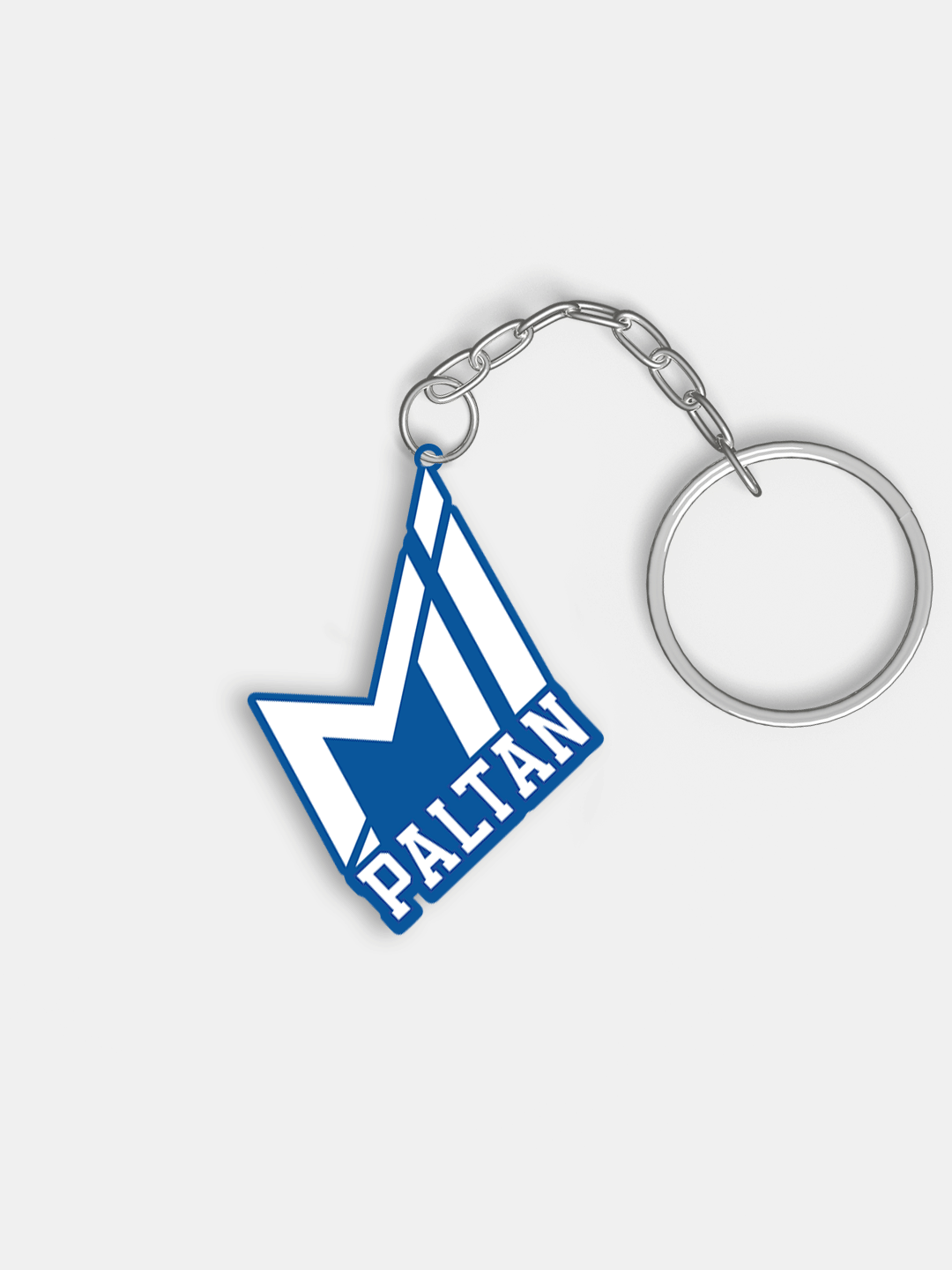 Blue and White Printed MI Paltan Metal Keychain - (Pack of 1)
