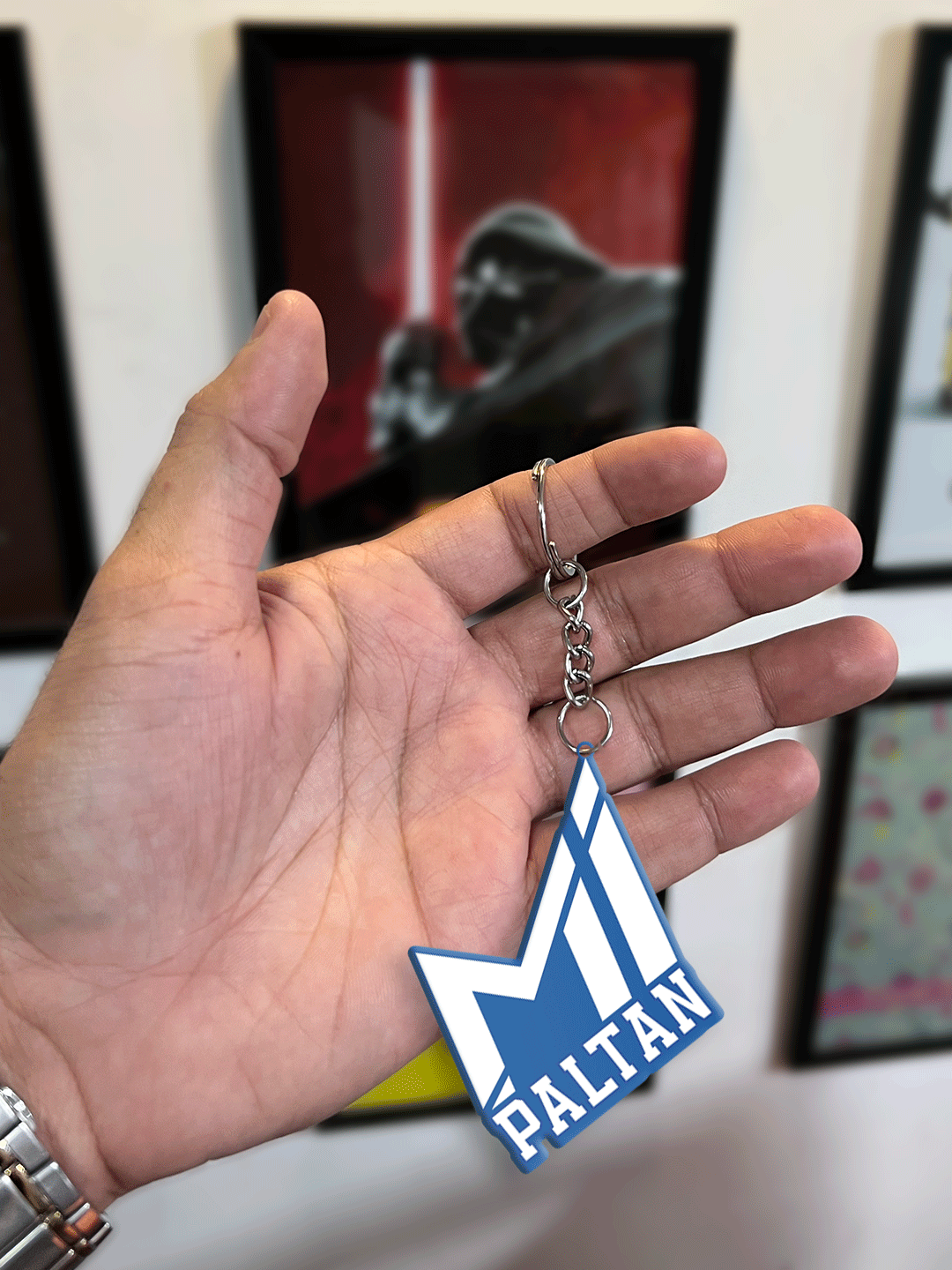 Mumbai Indians Blue and White Printed MI Paltan Metal Keychain - (Pack of 1) (5)