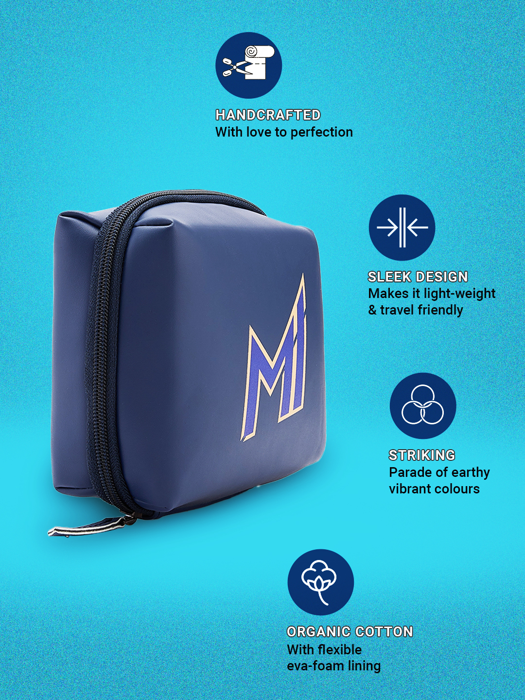 Mumbai Indians Portable Electronics Accessories and Gadget Organizer Bag with Multi Compartments (Blue) (5)