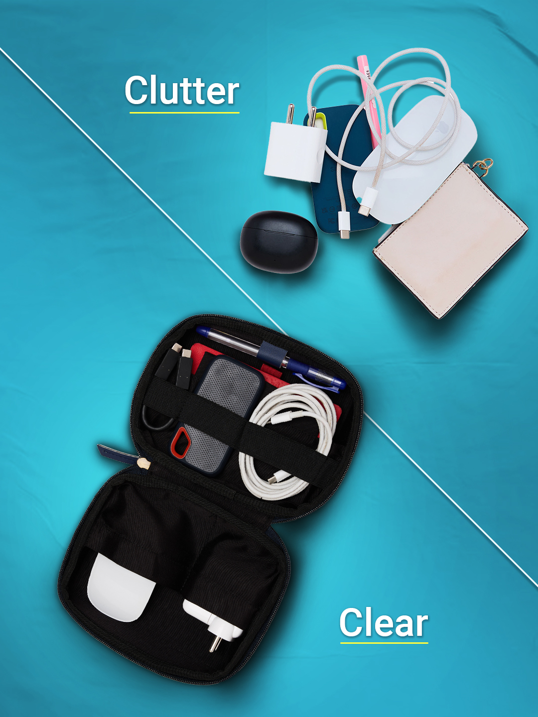 Mumbai Indians Portable Electronics Accessories and Gadget Organizer Bag with Multi Compartments (Blue) (3)