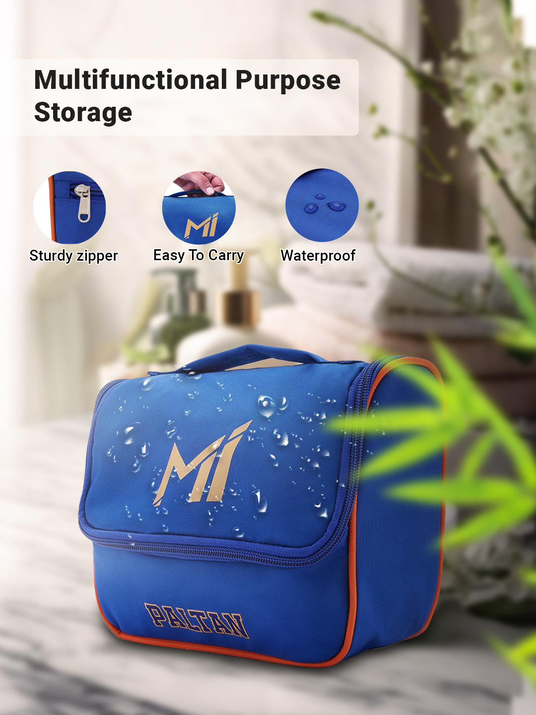 Mumbai Indians Travel Organizer For Shaving Kit and Cosmetics Toiletry Kit Bag with Large Storage Compartments (Blue) (5)