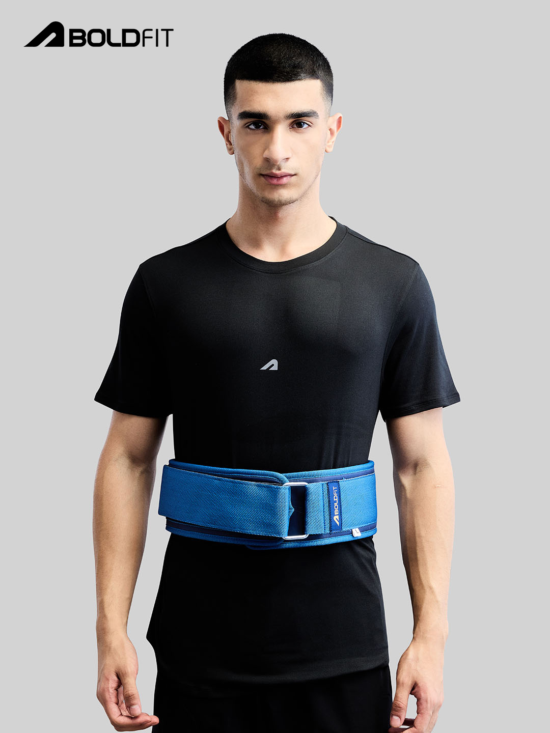 Blue Printed Weight Lifting Gym Belt Fot Back Support by Boldfit