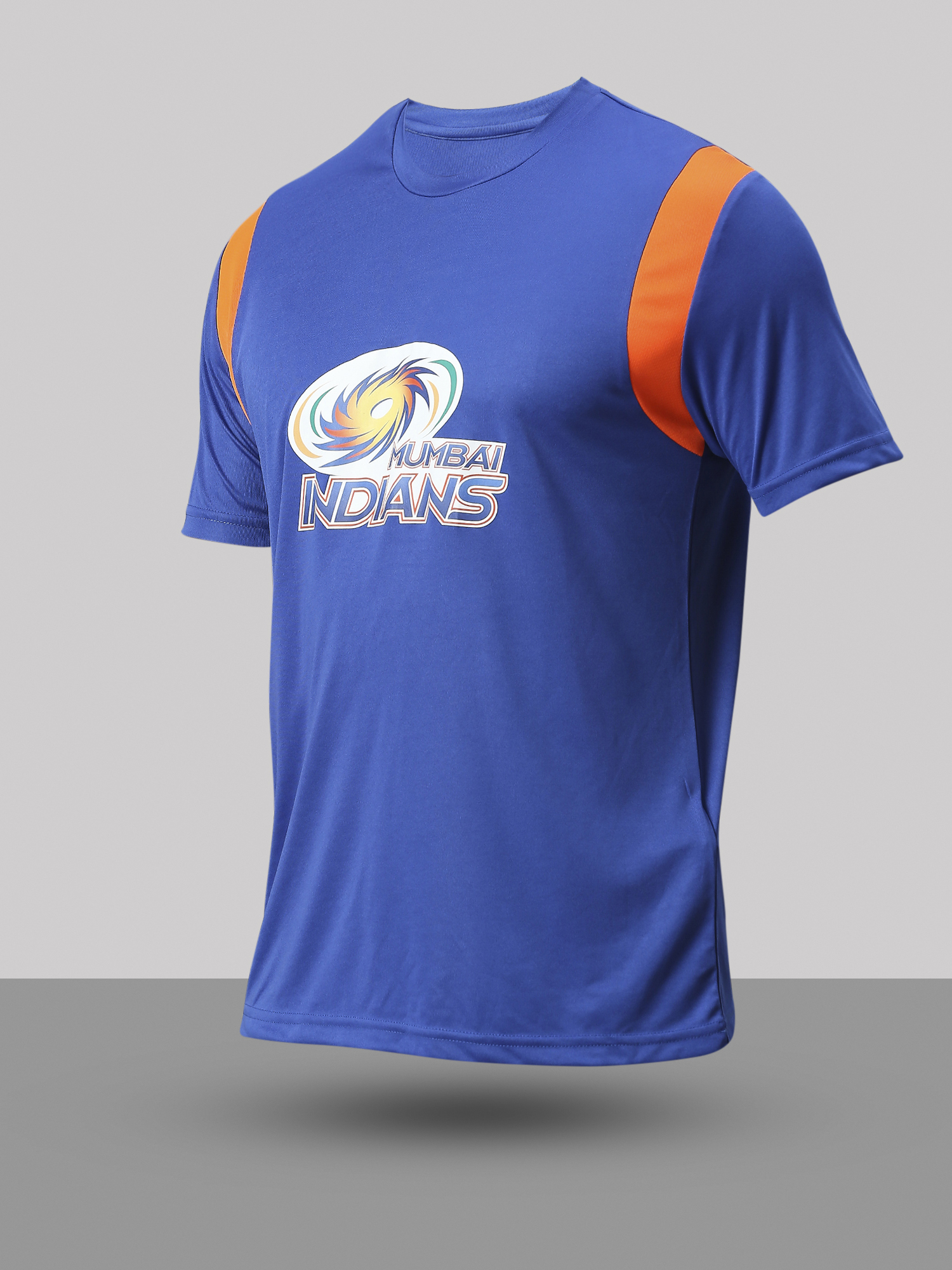 Mumbai Indians Boys Blue and Orange Logo Printed Half Sleeves Round Neck Polyester Fan T-Shirt (3)