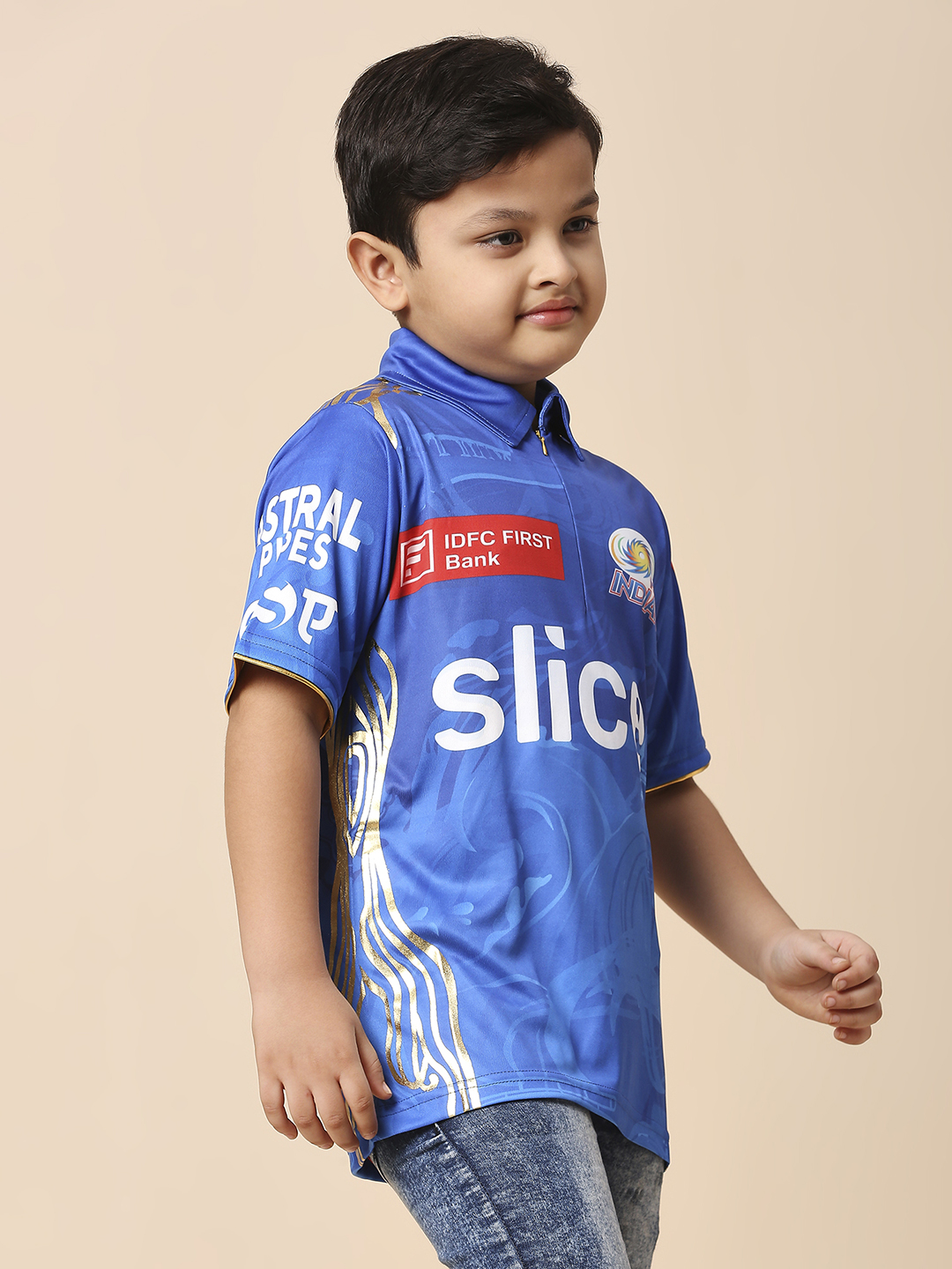 Mumbai Indians Boys Official Match Jersey 2023 - Customised (4)