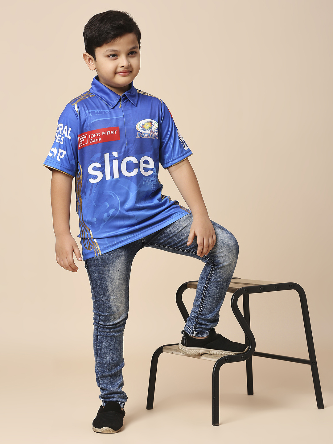Mumbai Indians Boys Official Match Jersey 2023 - Customised (6)