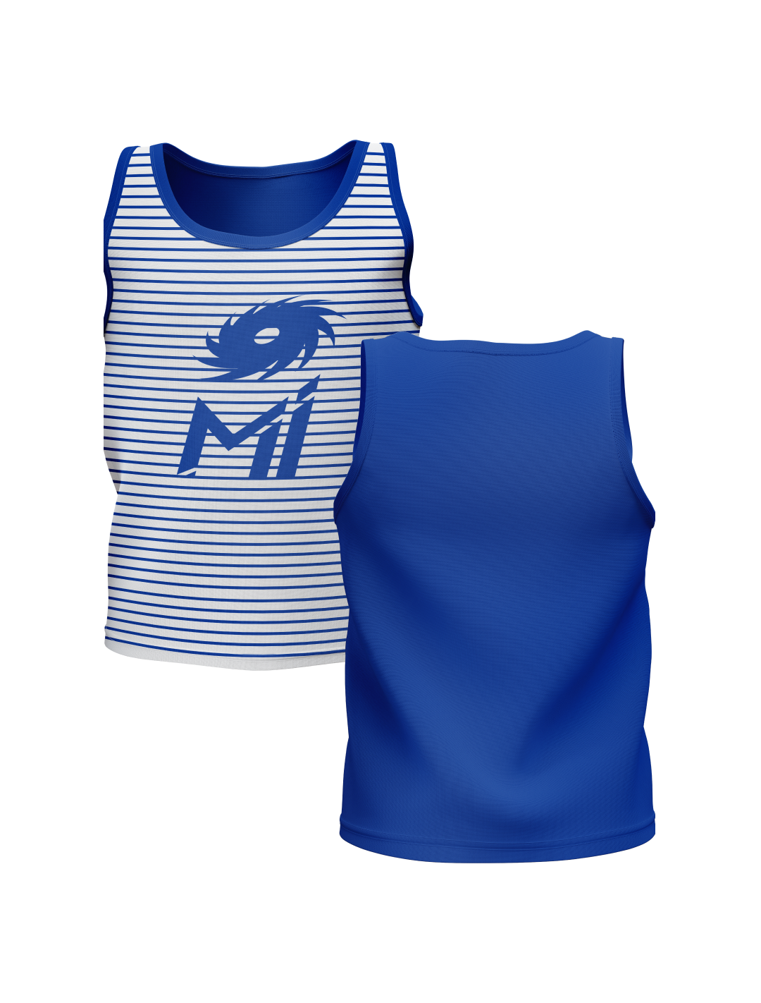 Mumbai Indians Boys White and Blue Striped Sleeveless Round Neck Sports Vest: Customised With Your Name By FanCode (3)