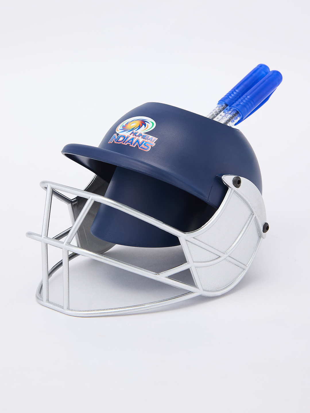 Mumbai Indians Helmet Shaped Navy Blue Logo Printed Pen and Pencil Stand, Pen Holder For Office and Home (8)