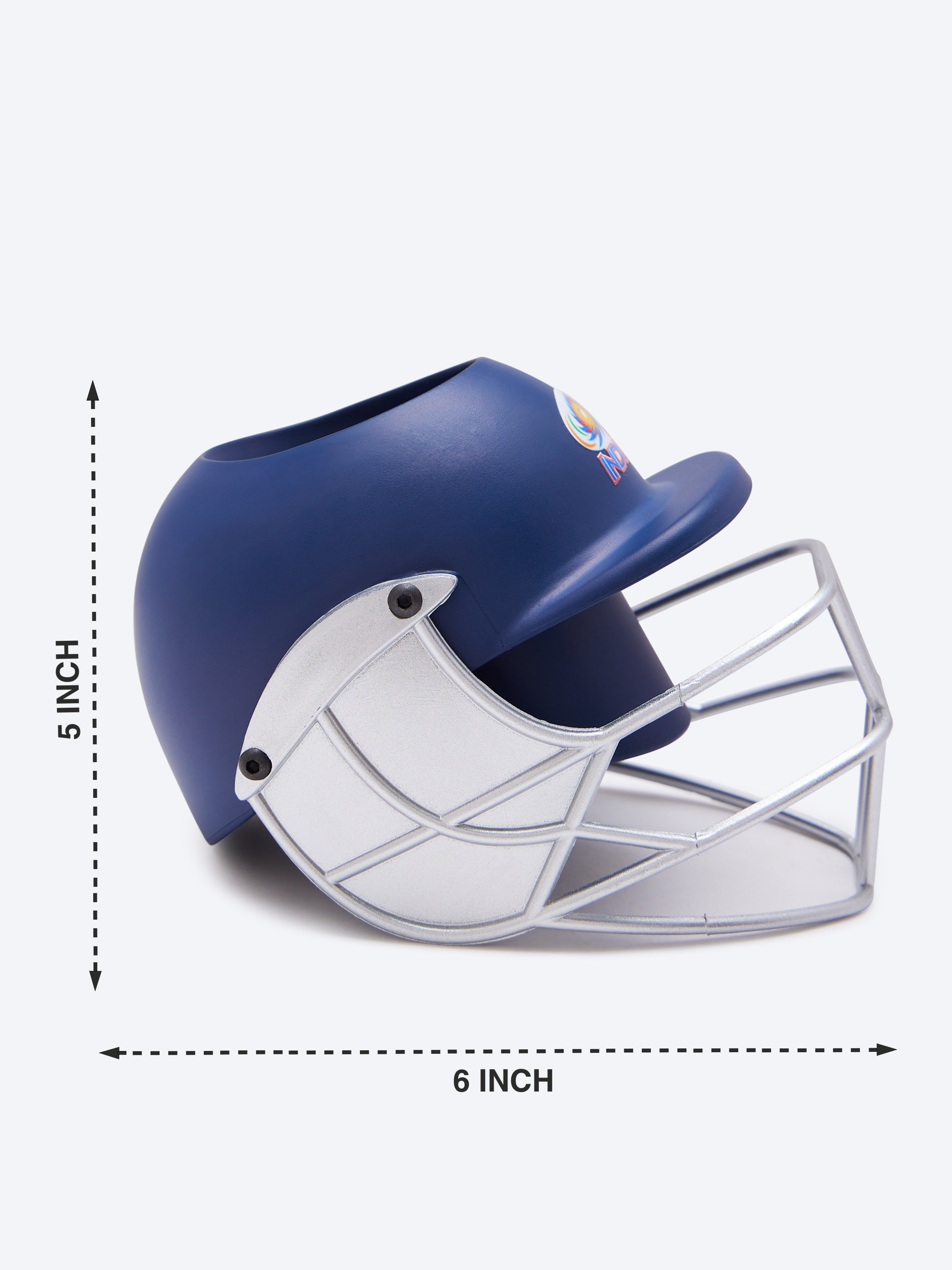 Mumbai Indians Helmet Shaped Navy Blue Logo Printed Pen and Pencil Stand, Pen Holder For Office and Home (10)