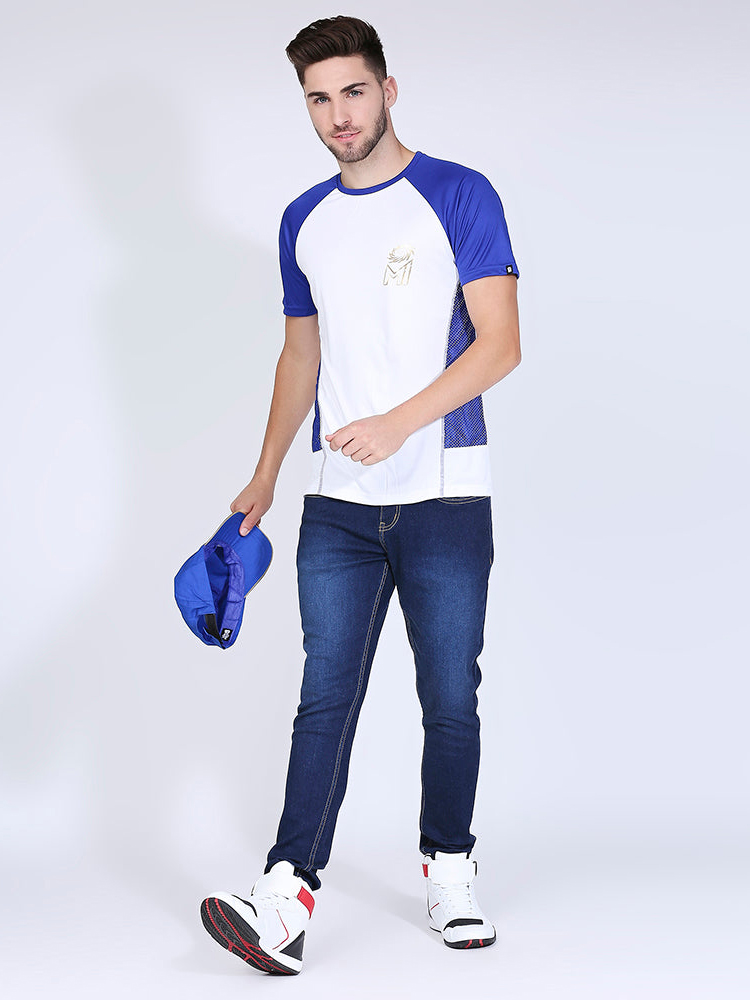 Mumbai Indians Indian Combo Pack - Men White and Blue Polyester T-Shirt and Keychain (4)