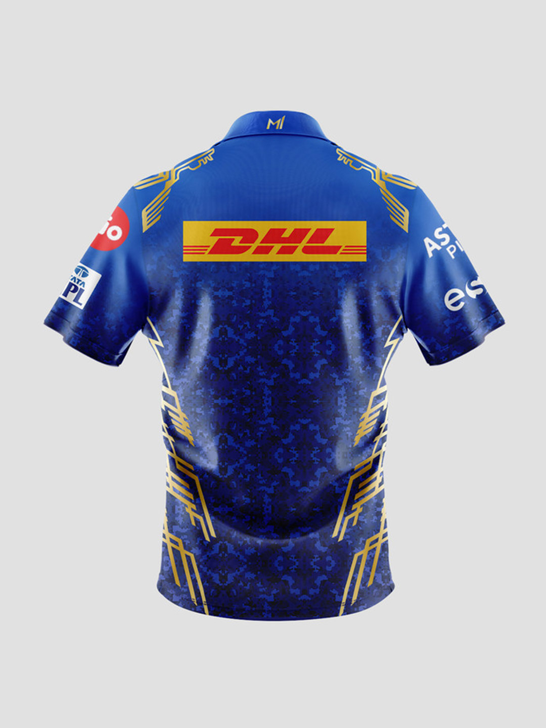 Mumbai Indians Men All Over Print Half Sleeves Polo Collar Official Match Jersey (2)
