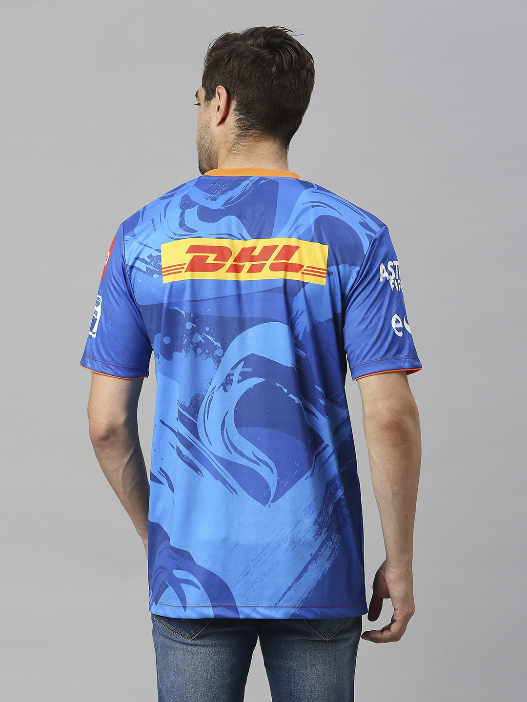 Mumbai Indians Men Blue All Over Print Half Sleeves Round Neck Official Training 2023 T-Shirt (2)