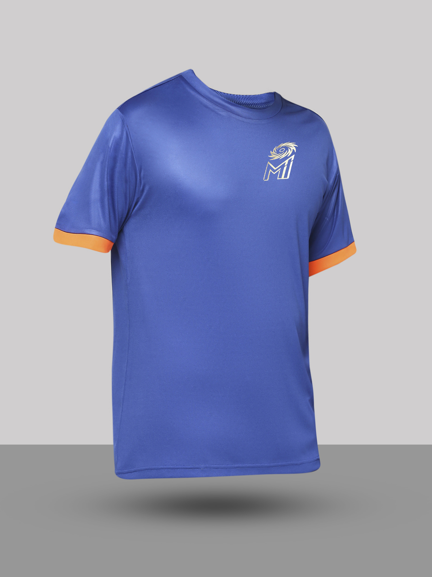 Mumbai Indians Men Blue and Orange Printed Half Sleeves Round Neck Polyester Fan T-Shirt (10)