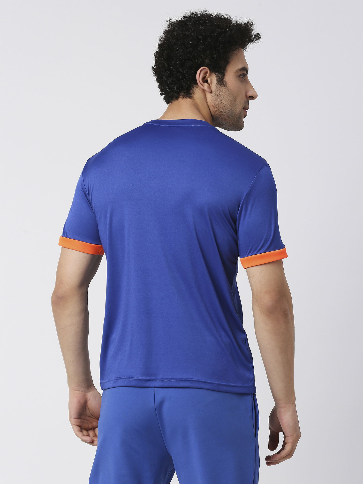 Mumbai Indians Men Blue and Orange Printed Half Sleeves Round Neck Polyester Fan T-Shirt (4)