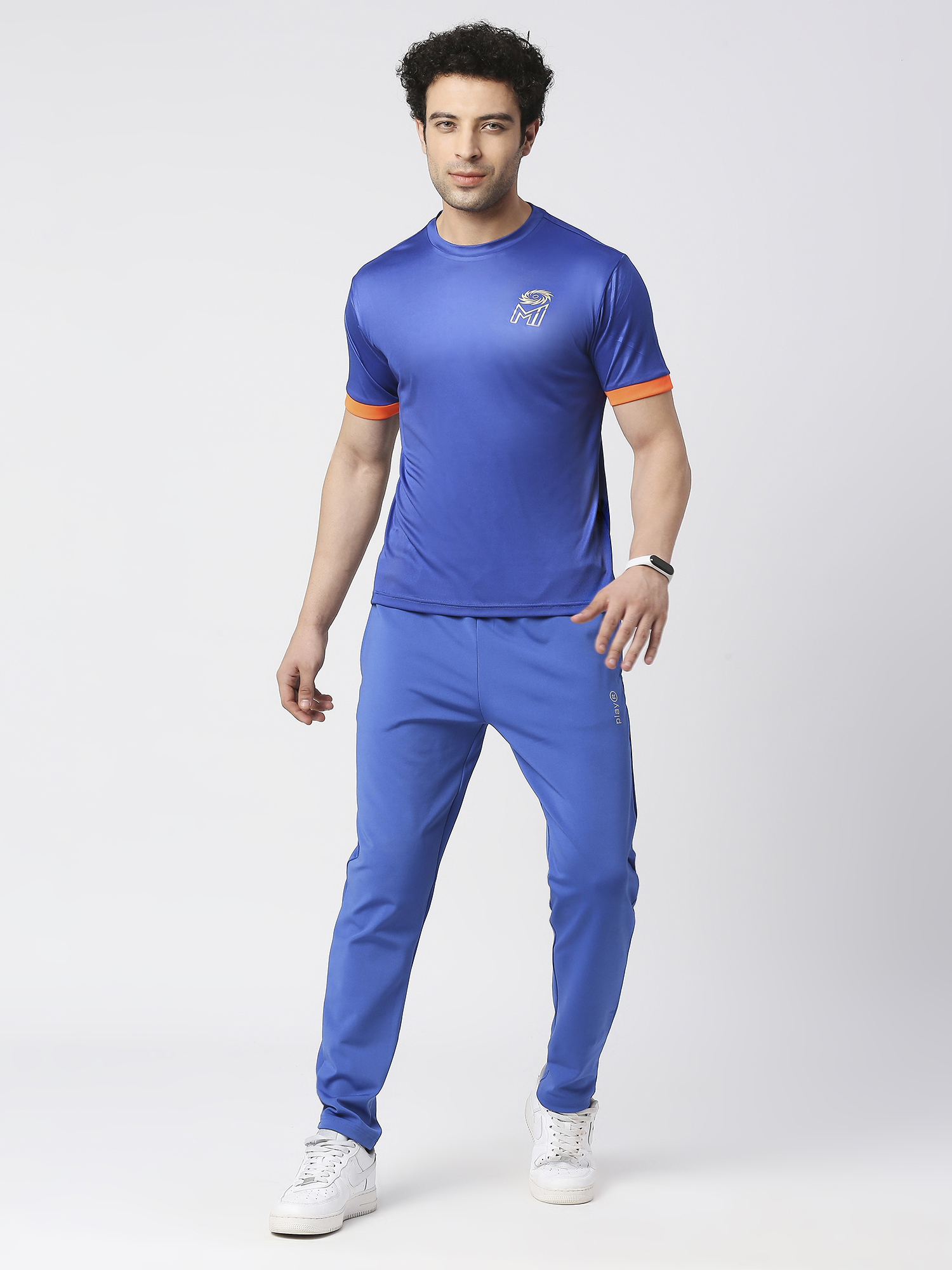 Mumbai Indians Men Blue and Orange Printed Half Sleeves Round Neck Polyester Fan T-Shirt (5)