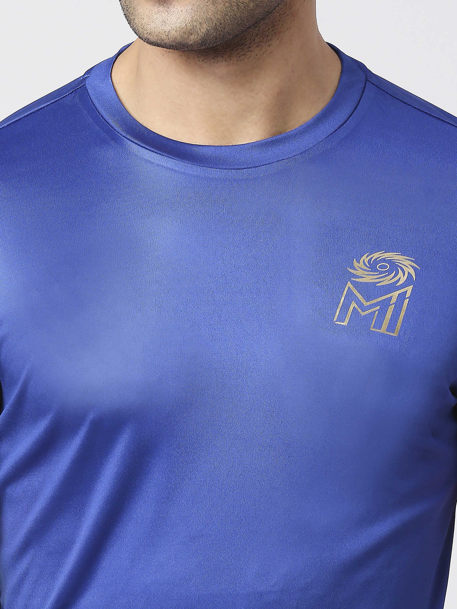 Mumbai Indians Men Blue and Orange Printed Half Sleeves Round Neck Polyester Fan T-Shirt (6)