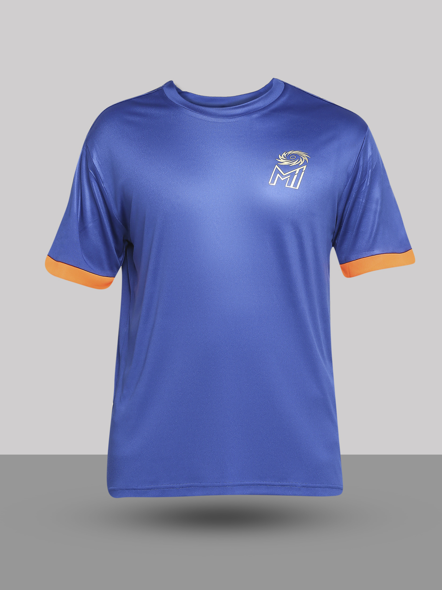 Mumbai Indians Men Blue and Orange Printed Half Sleeves Round Neck Polyester Fan T-Shirt (7)