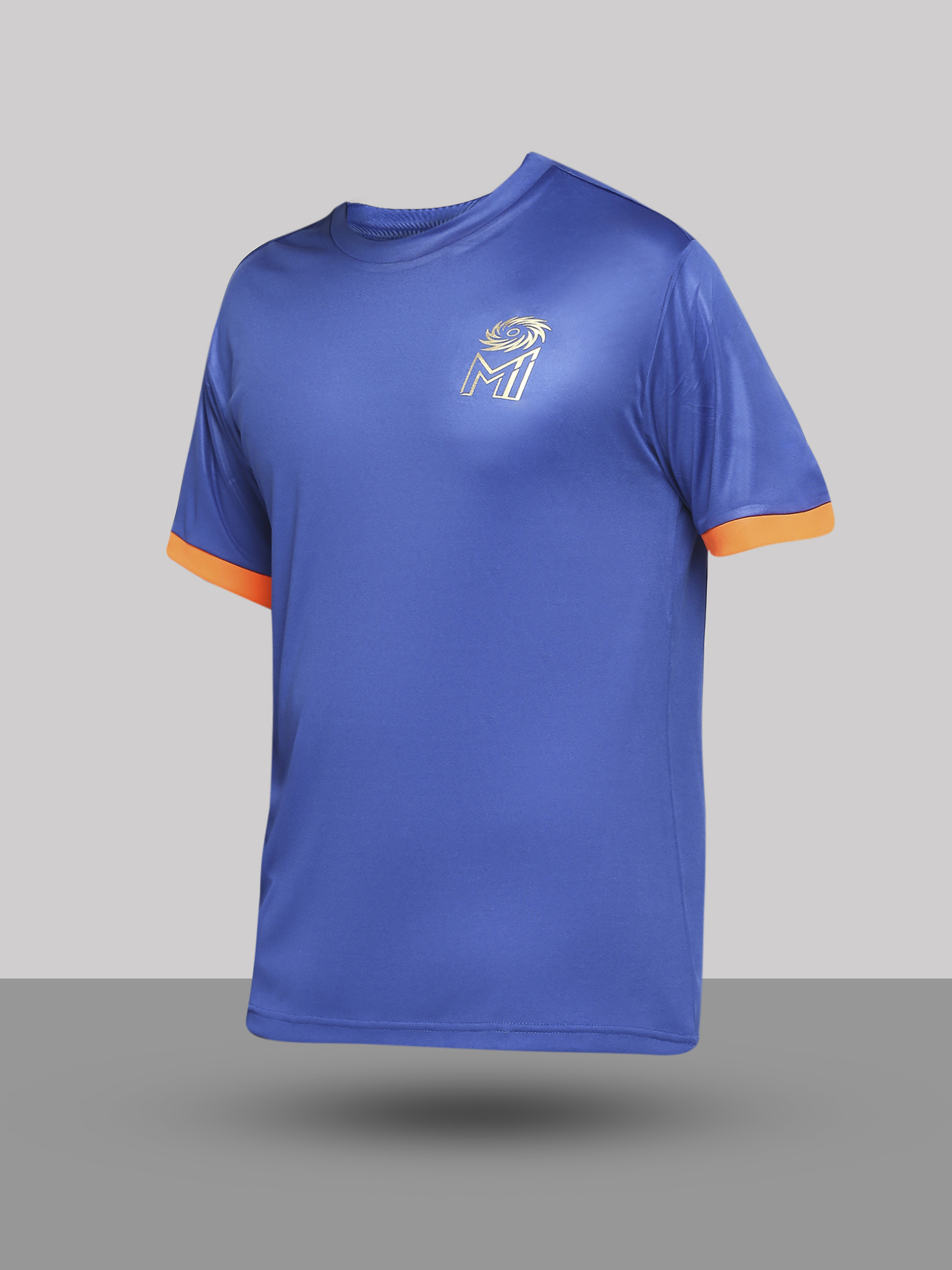 Mumbai Indians Men Blue and Orange Printed Half Sleeves Round Neck Polyester Fan T-Shirt (9)