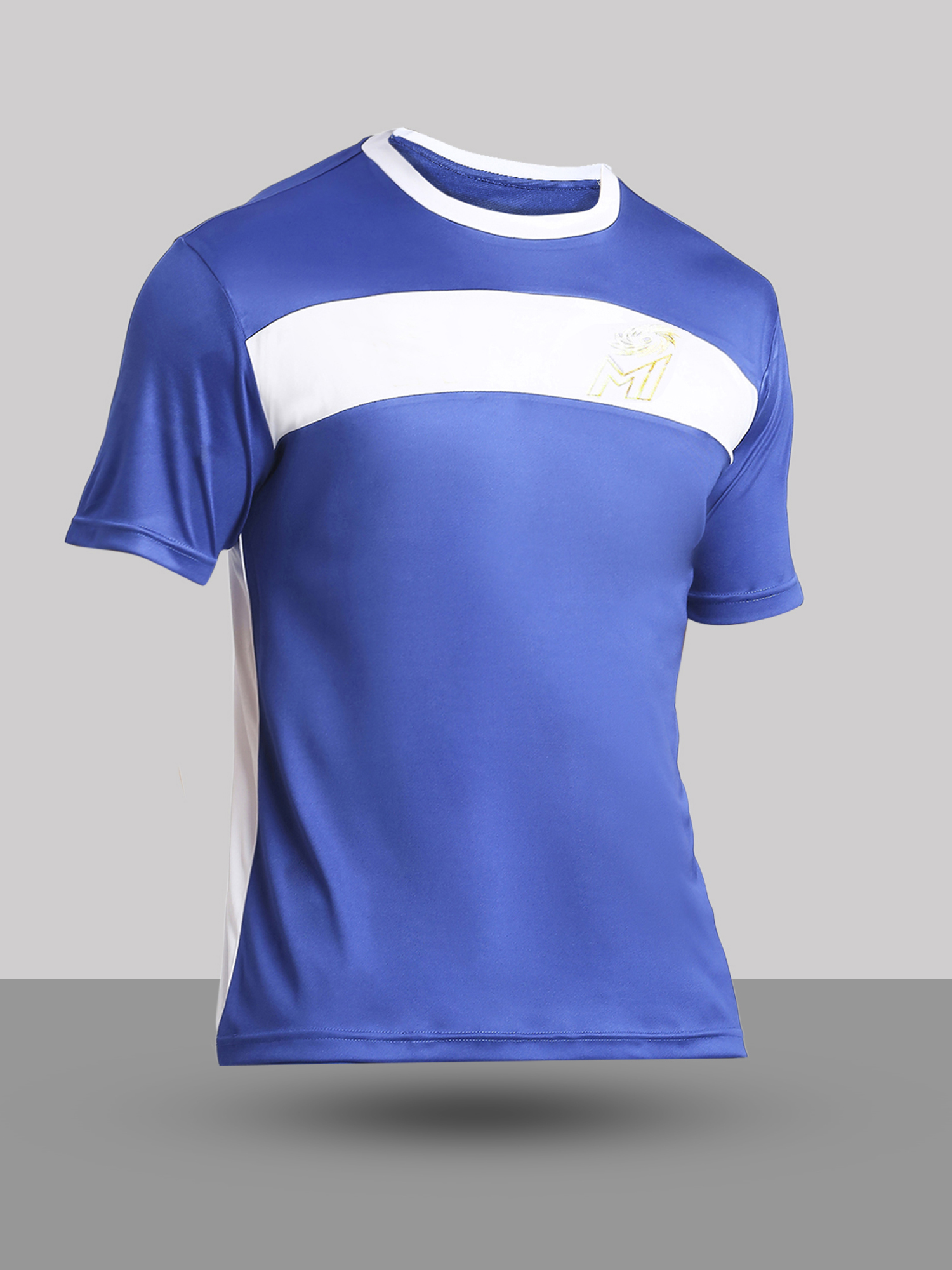 Mumbai Indians Men Blue and White Colourblocked Half Sleeves Round Neck Polyester Fan T-Shirt (8)