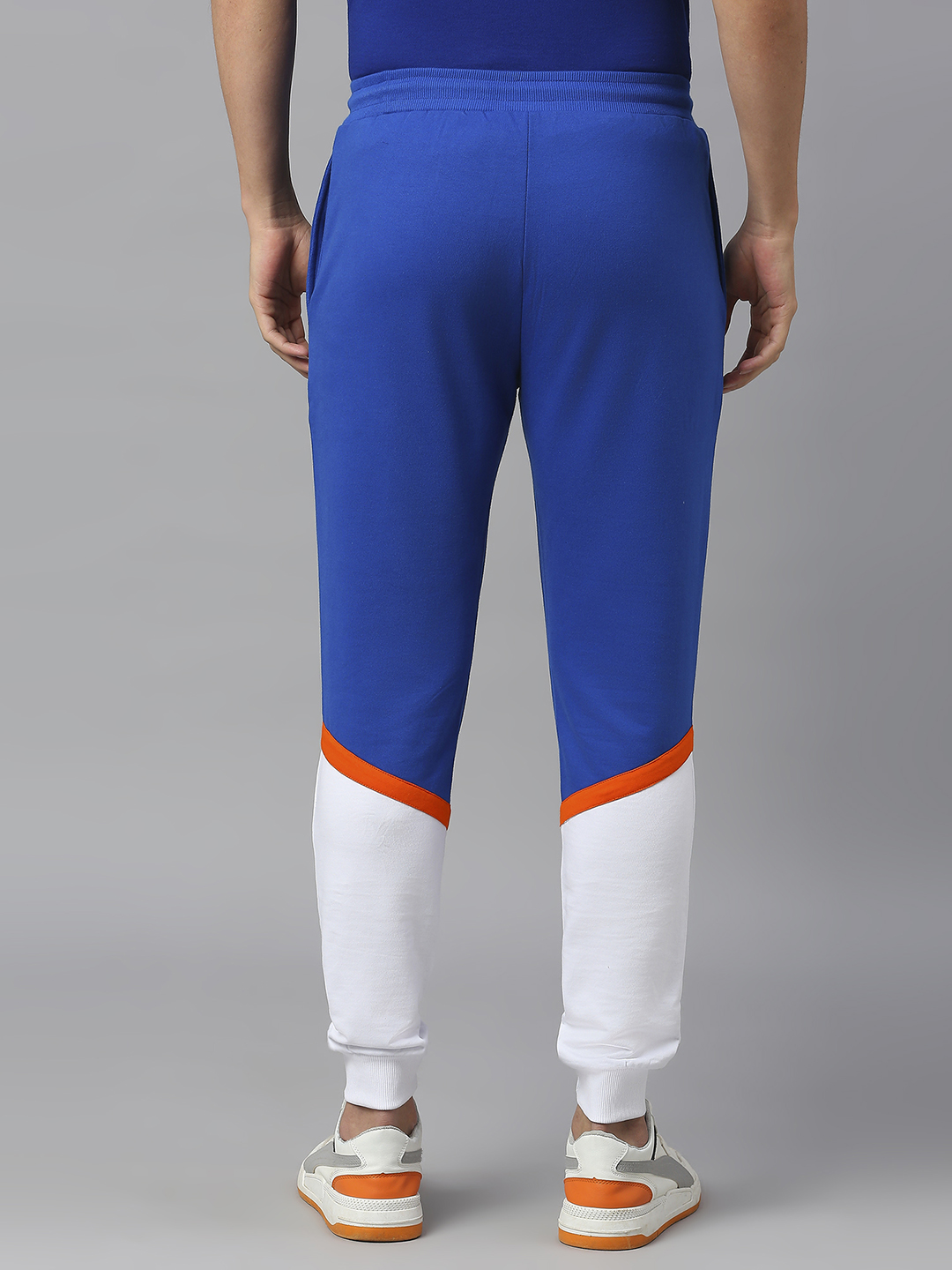 Mumbai Indians Men Blue and White Colourblocked Mid-Rise Regular Fit Cotton Training Joggers (4)