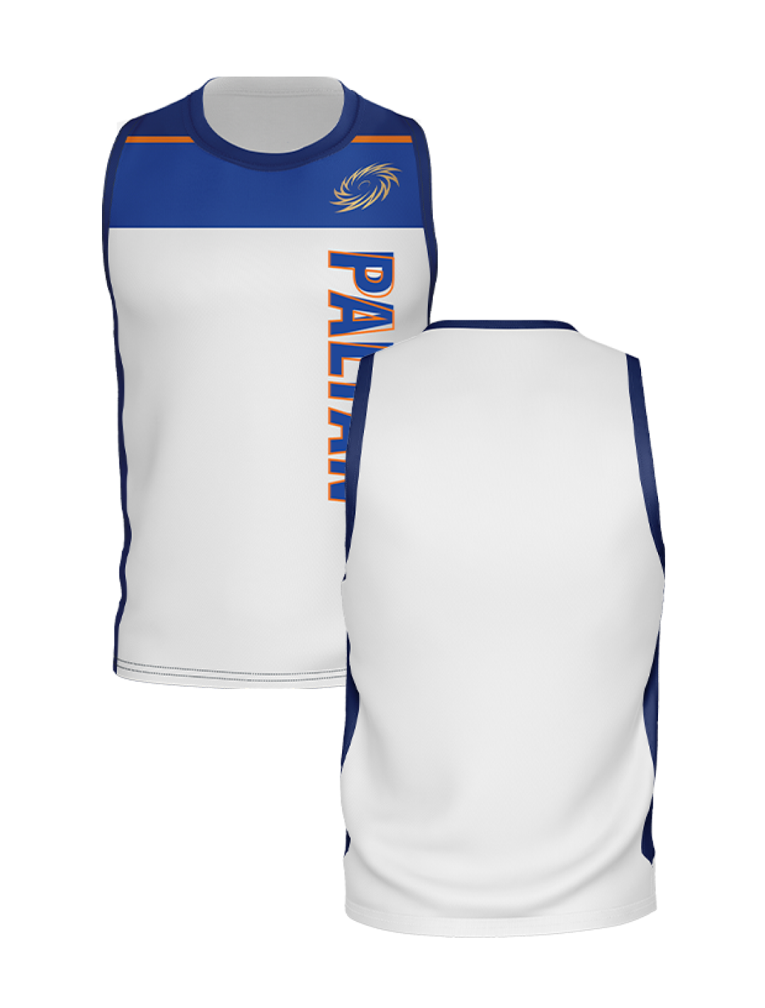 Mumbai Indians Men Blue and White Colourblocked Sleeveless Round Neck Sports Vest: Customised With Your Name By FanCode (3)