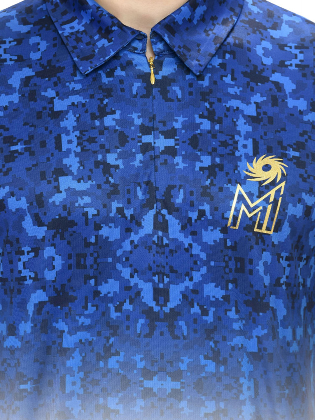Mumbai Indians Men Blue and White Printed Half Sleeves Polo Collar Polyester T-Shirt (5)