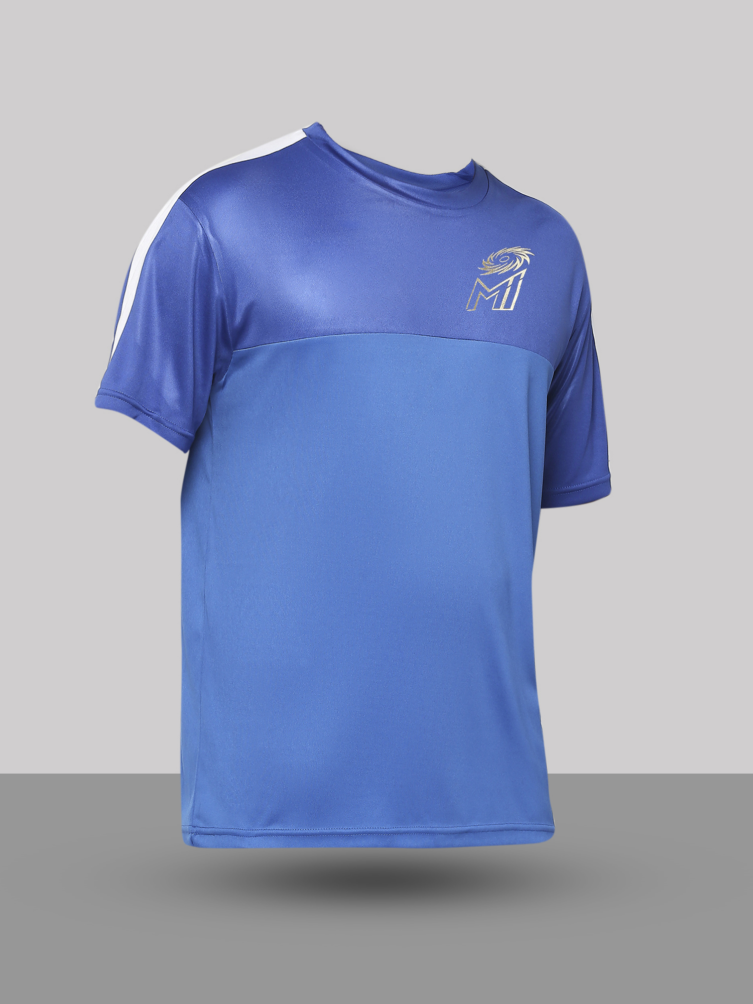 Mumbai Indians Men Blue and White Printed Half Sleeves Round Neck Polyester Fan T-Shirt (10)