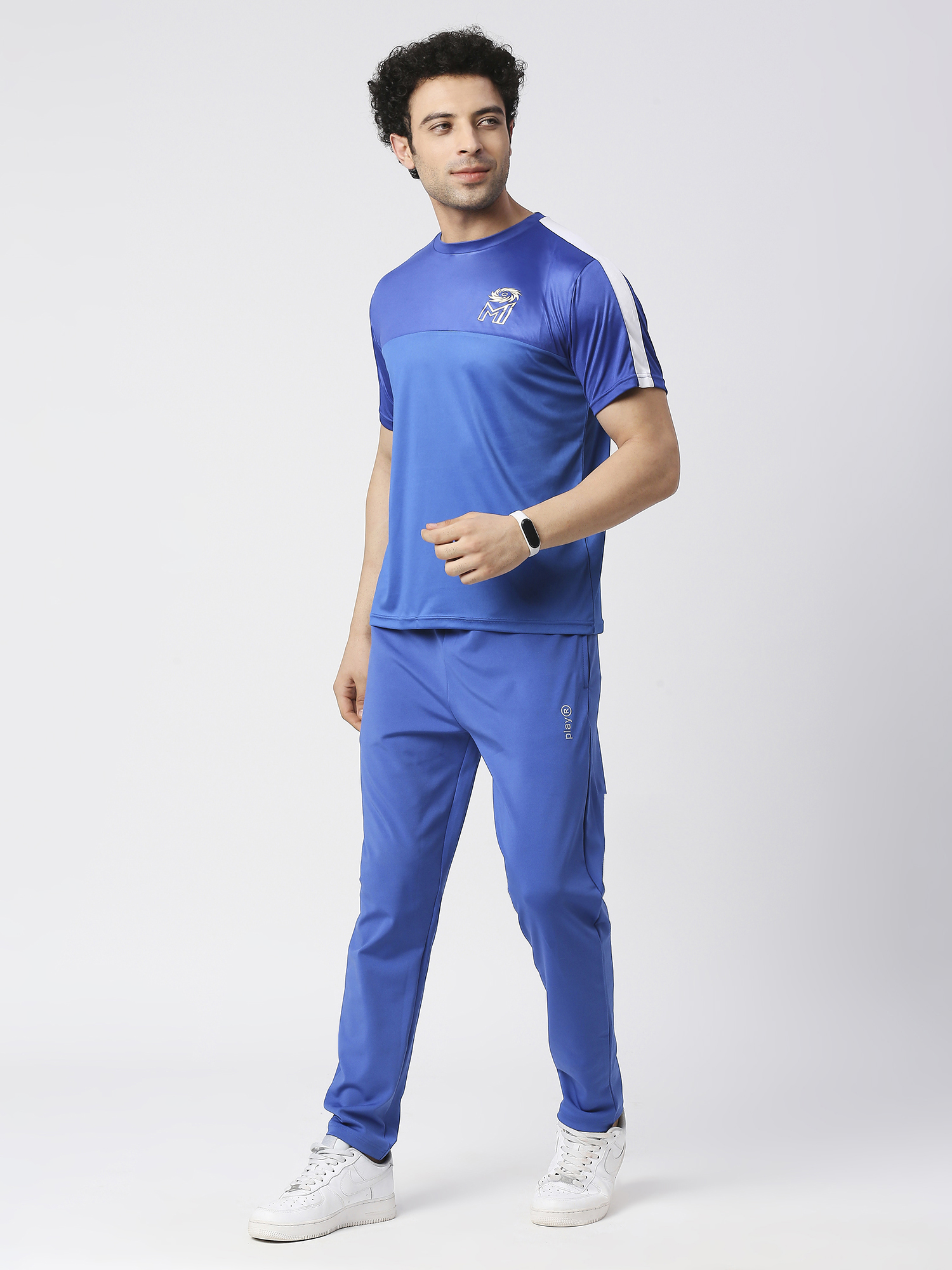 Mumbai Indians Men Blue and White Printed Half Sleeves Round Neck Polyester Fan T-Shirt (5)