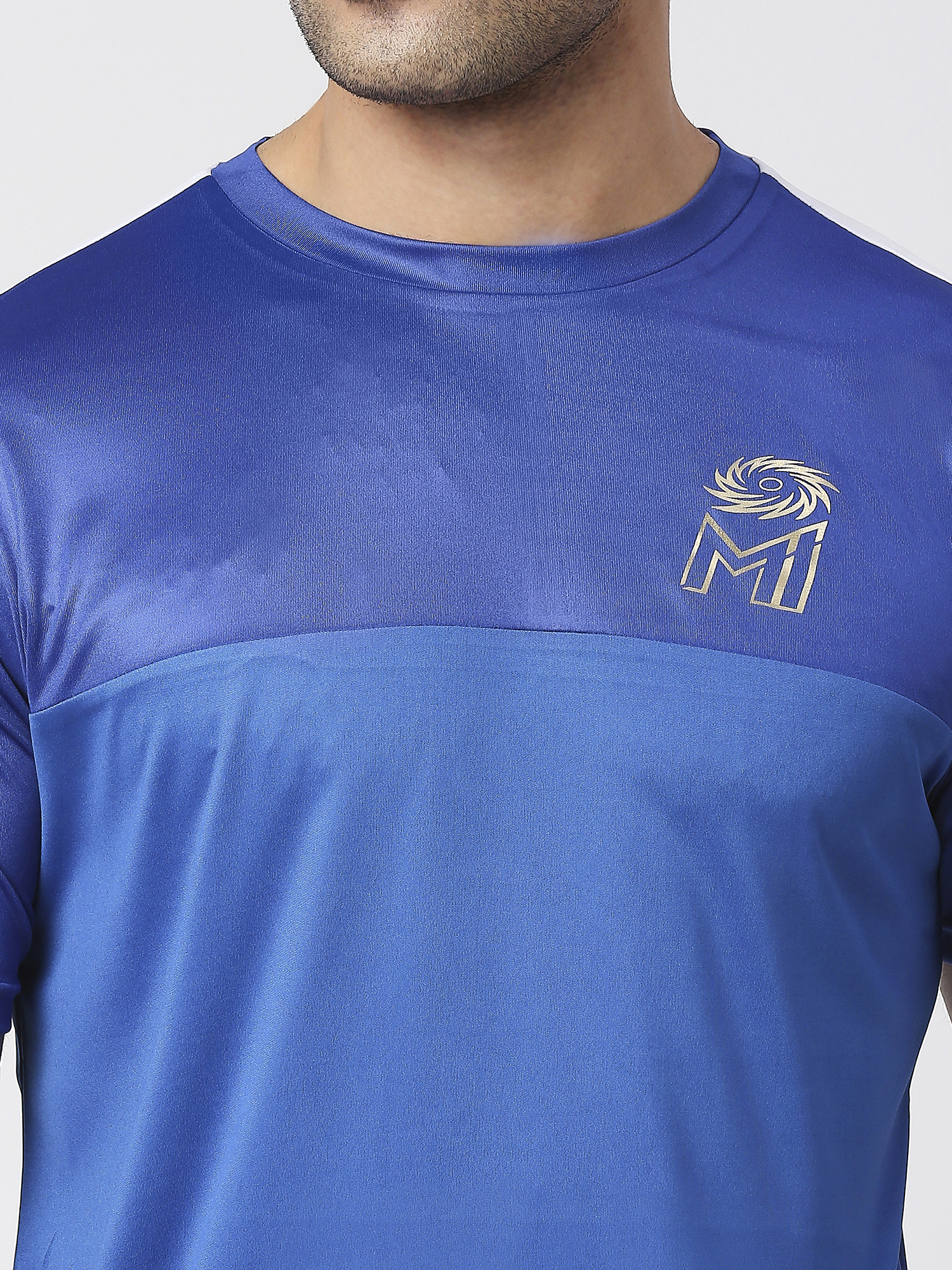 Mumbai Indians Men Blue and White Printed Half Sleeves Round Neck Polyester Fan T-Shirt (6)