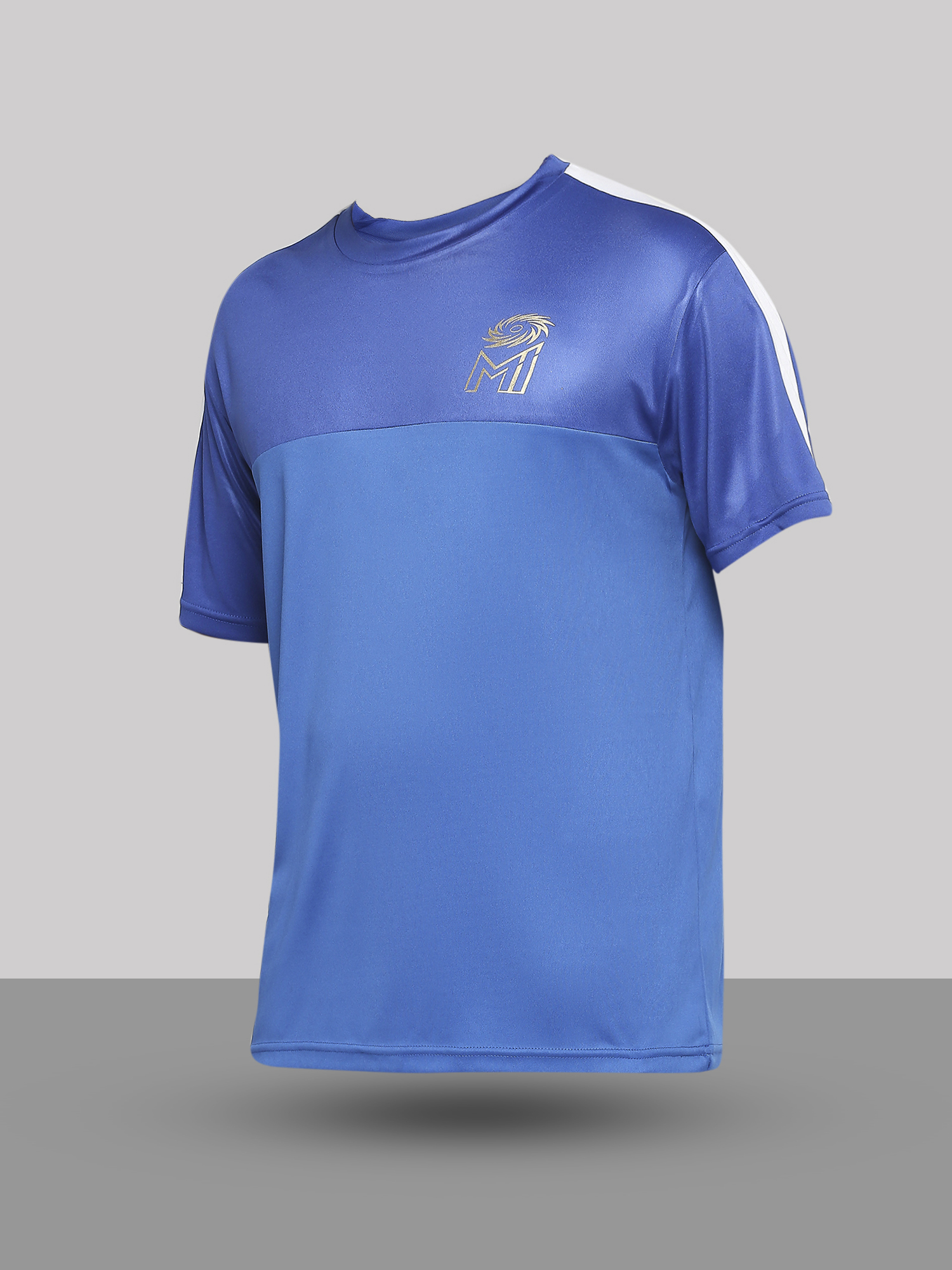 Mumbai Indians Men Blue and White Printed Half Sleeves Round Neck Polyester Fan T-Shirt (9)