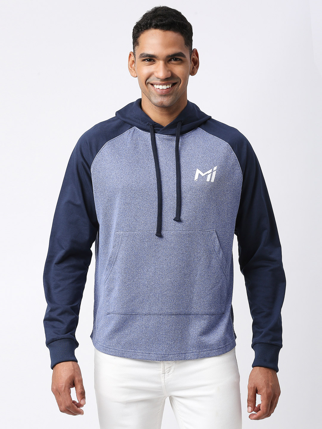 Mumbai Indians Men Blue Colourblocked Full Sleeves Hooded Pullover Sweatshirt (5)
